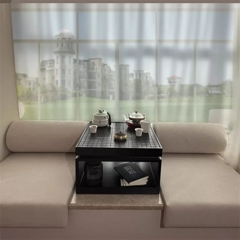 bay window coffee table double-layer tea art tea set shelf Bogu frame tea cup countertop rack storage Japanese-style Zen small 5