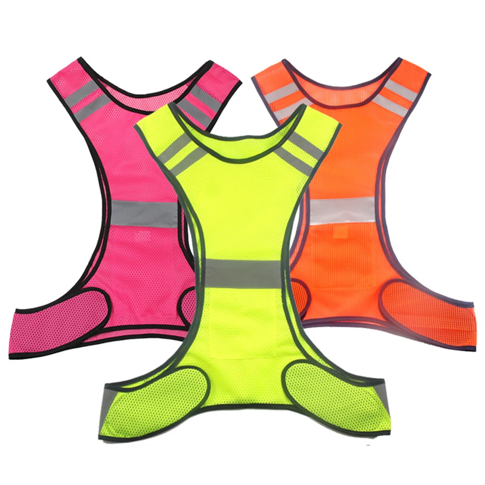 Reflective Safety Running Vest Multi Adjustable Vest for Hiking Camping Wear