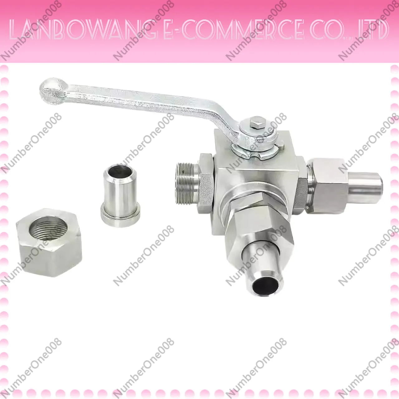 

High Pressure 3-Way Ball Valve, 304 316L Stainless Steel External Thread Welding Manual T-Port for Hydraulic Natural Gas