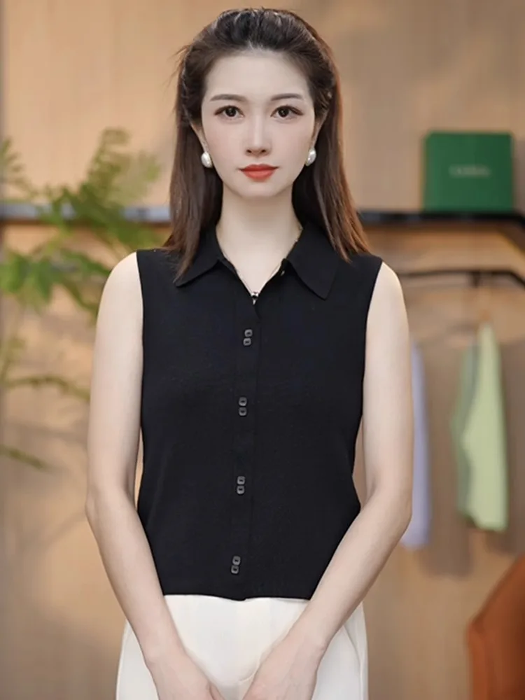 Women's  Ne Svel Vest Summer Versatile Layering Base irt Top Tagl Casual Leisure Sle Korean Loose Fit
