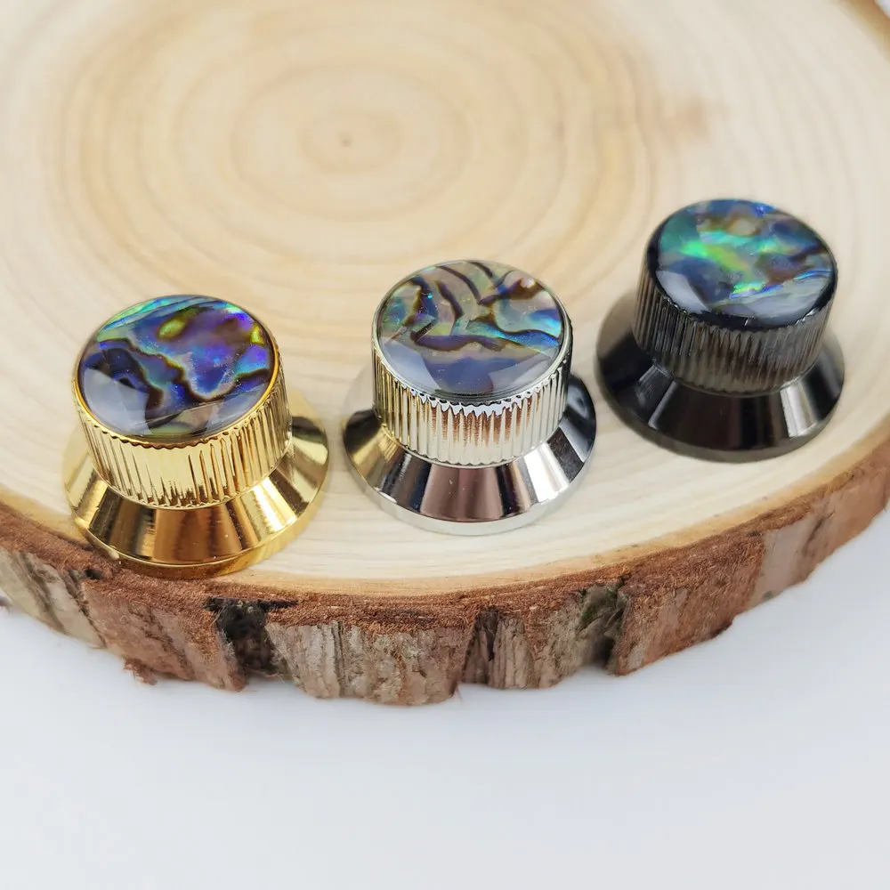 1 Piece Metal Guitar Control Knobs Abalone Shell Top Dome Knobs Potentiometer Caps For Electric Guitar Bass Volume Tone