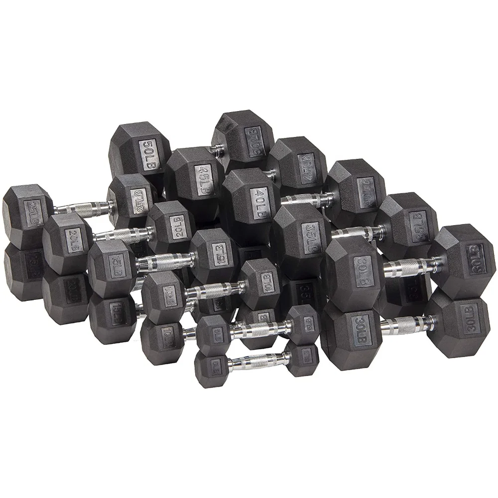 Muscle building Gym equipment Fitness Bodybuilding Strength Training Equipment Free Weightlifting Rubber Hexagonal dumbbell set