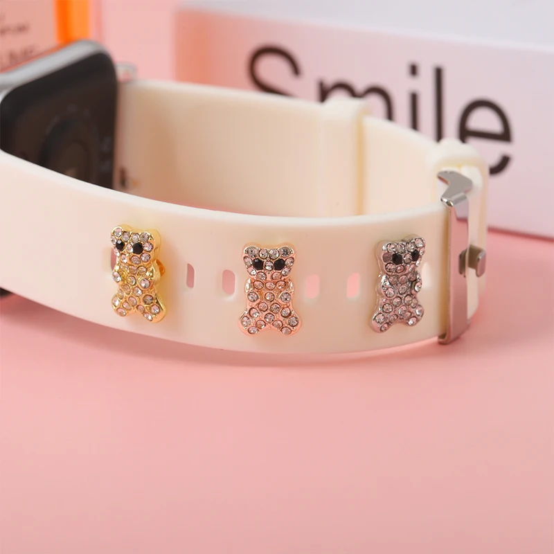 Chiodi decorativi per Apple Watch Band cuore diamante zircone Charms in metallo per Iwatch Silicone morbido braccialetto intelligente accessori regalo