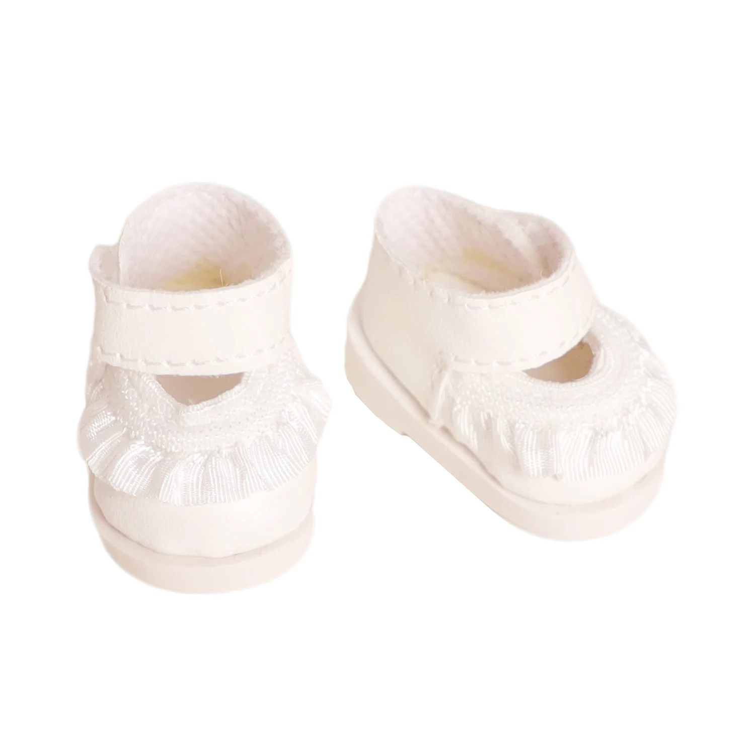 Voor 17 cm Labubu Meisje Pop Schoenen 3.8 cm Pu-Lederen Mini Schoenen Kant Leuke Schoen Voor V1 V2 V3 Labubu Poppen Katoen Speelgoed 2 kleuren