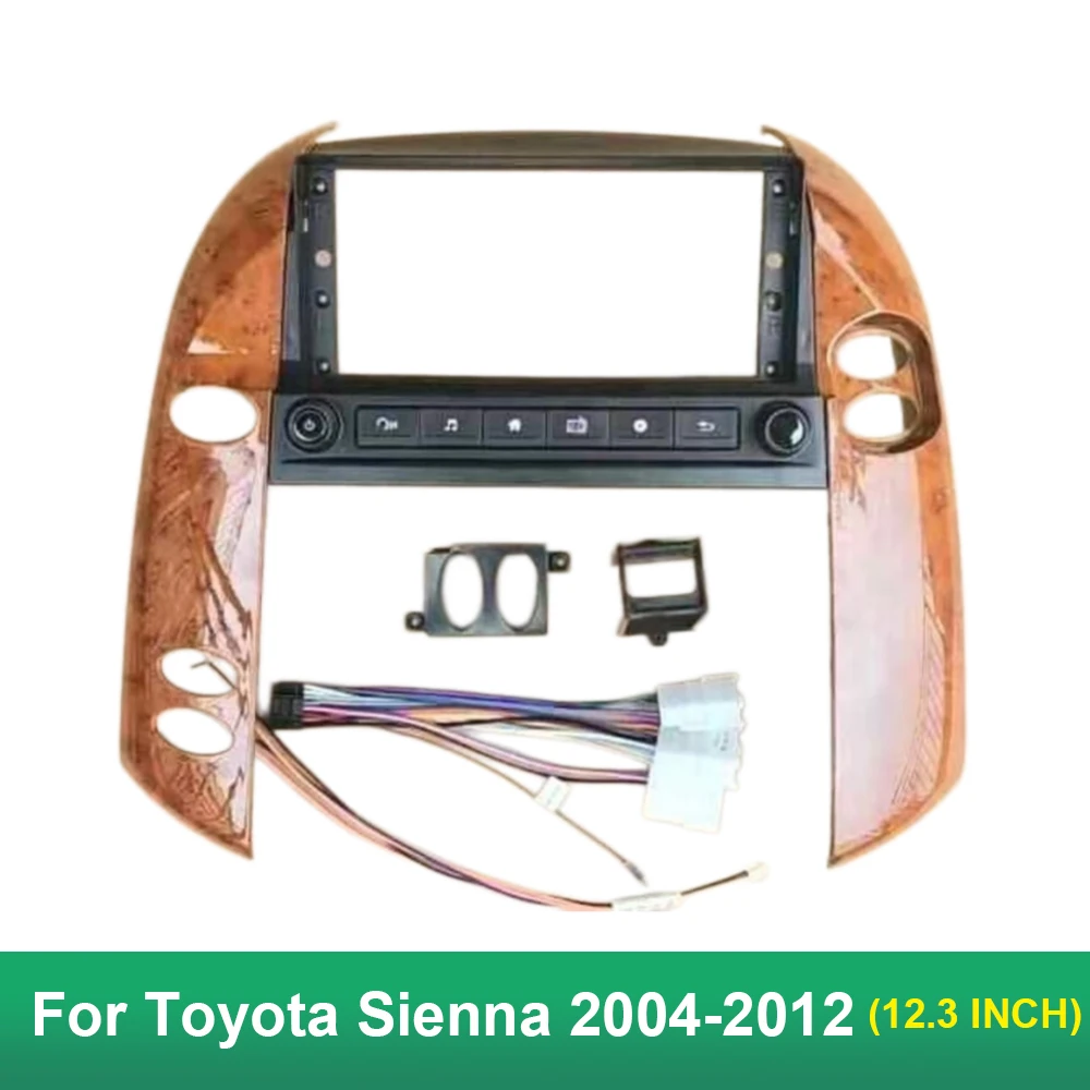 12.3 Inch Car Radio Fascia Frame For Toyota Sienna 2004‑2012 Android Stereo Dash Panel Kit With Physical Button Panel