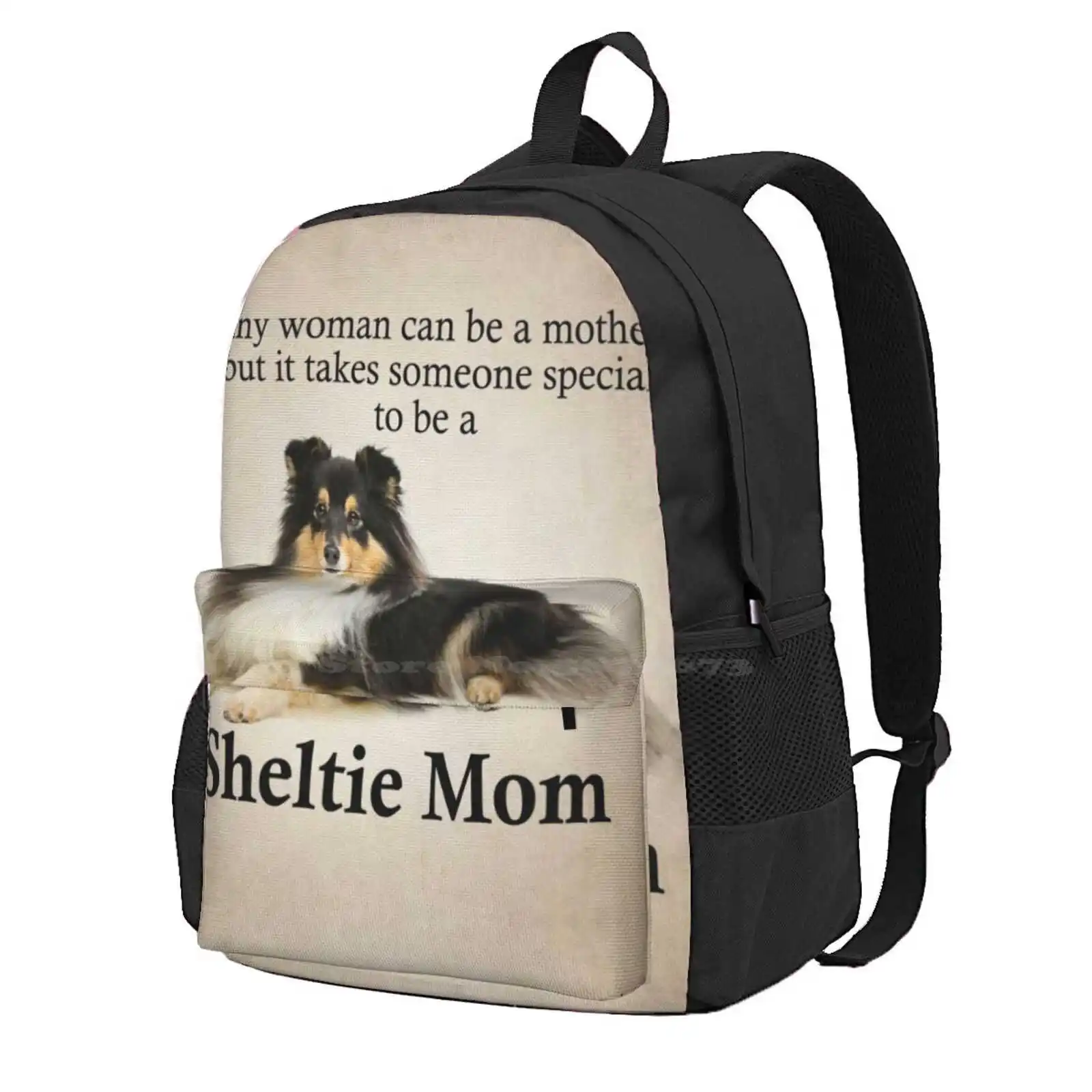 Tri-Color Sheltie Mom Hot Sale Schoolbag Backpack Fashion Bags Tri Color Shetland Sheepdog Sheltie Shelty Miniature Collie Pet