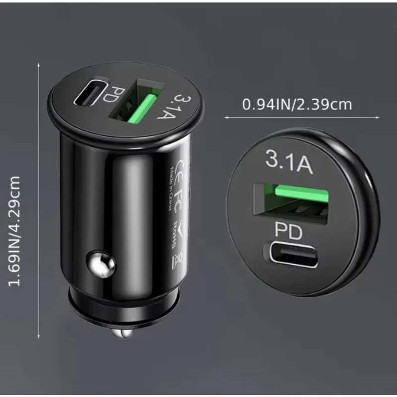 

GlowMart Factory Wholesale Car Charger Fast Charging Type c 3.1A USB Car Phone Charger Fast Charging Mobile Car Charger