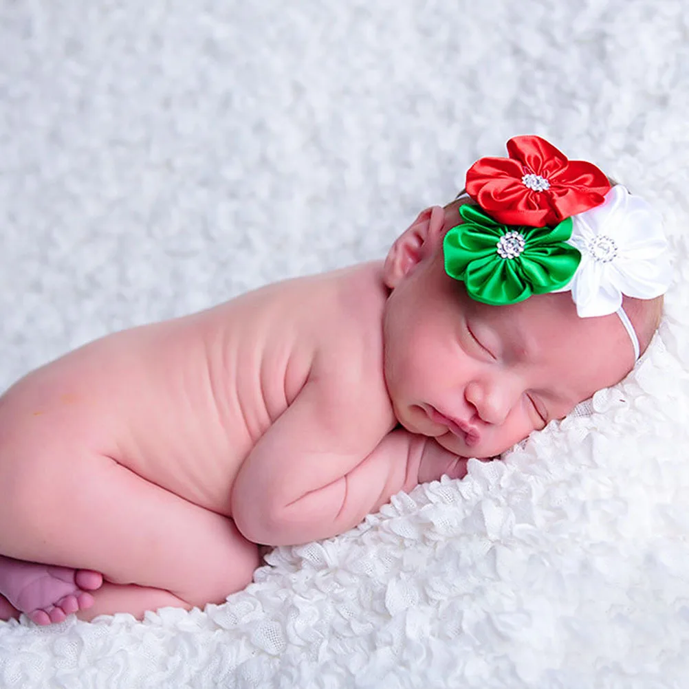 3 قطعة عصابات شعر عيد الميلاد للأطفال عصابات رأس على شكل زهرة غطاء رأس للرضع مستلزمات الحفلات إكسسوارات شعر للفتيات الصغيرات دعائم صور عيد الميلاد