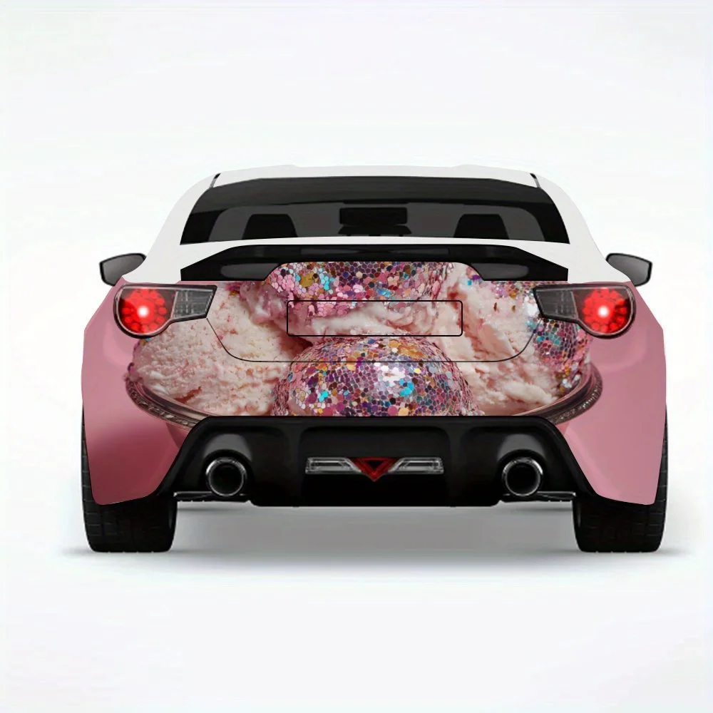 

Shiny Ice - cream Bowl Car Sticker-Vinyl Decal for Car Rear, Waterproof Self-Adhesive Vinyl Stickers for Vehicle Tail & Bumper,