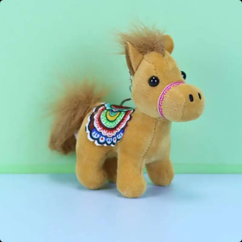 Colgante de poni de peluche de dibujos animados para niños, muñeco de peluche de poni suave y encantador, llavero de coche con dije, regalos de mascota de Año Nuevo