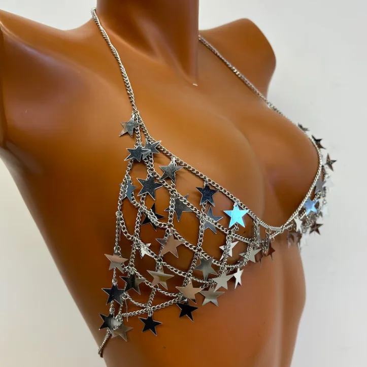 

Handmade Sexy Tassel Nelace Star Sequins Body Chain Accory for Women Faionable Trendy Jewelry Cross-Border Item