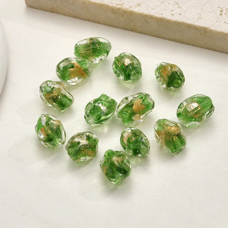 10Pcs 10x14MM Lampwork Glass Flora Beads Oval Multicolor Flower Spacer Beads For DIY Bracelets Women Jewelry Making Accessories