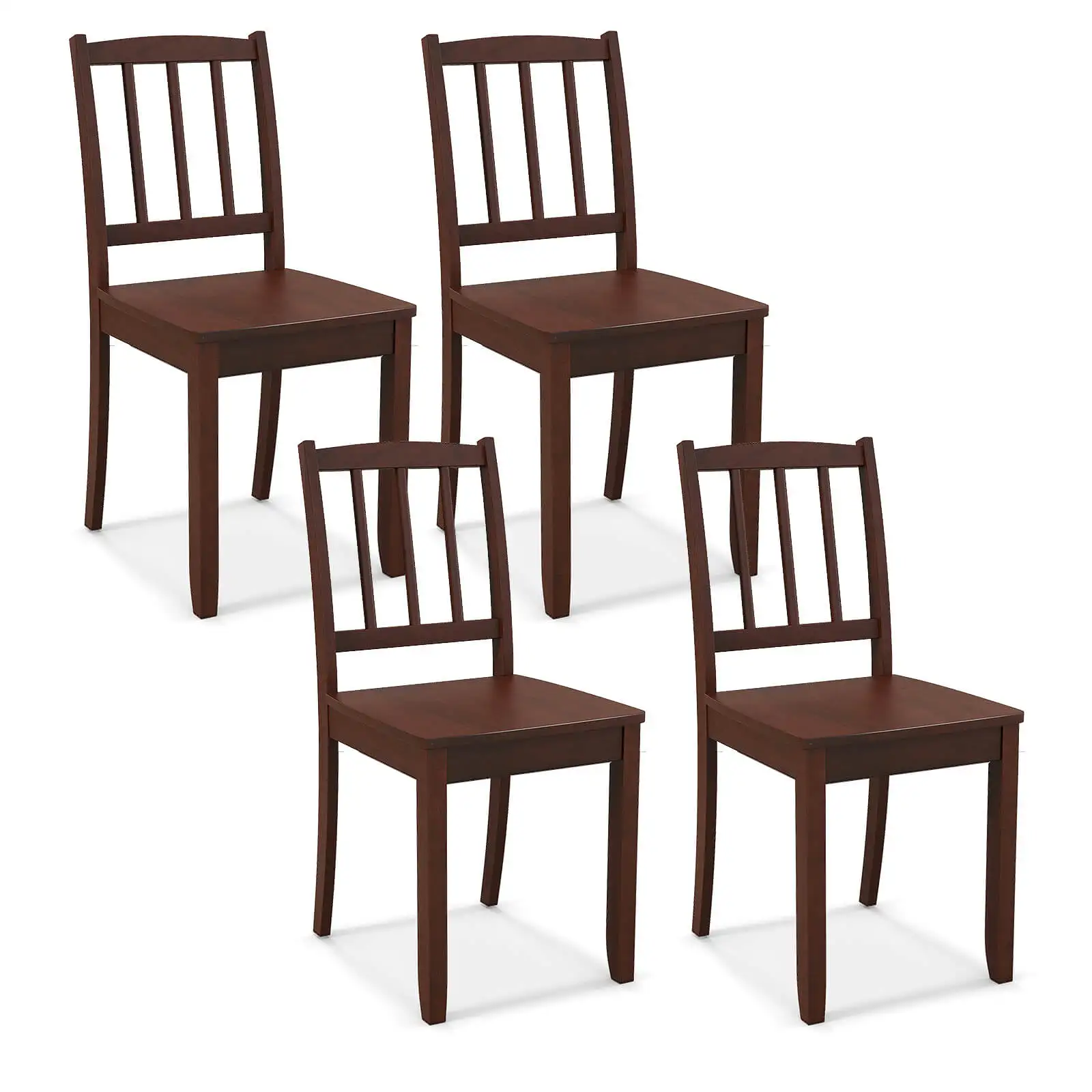 Wood Dining Chair Set of 4 w/ Rubber Wood Legs Curved Backrest for Kitchen