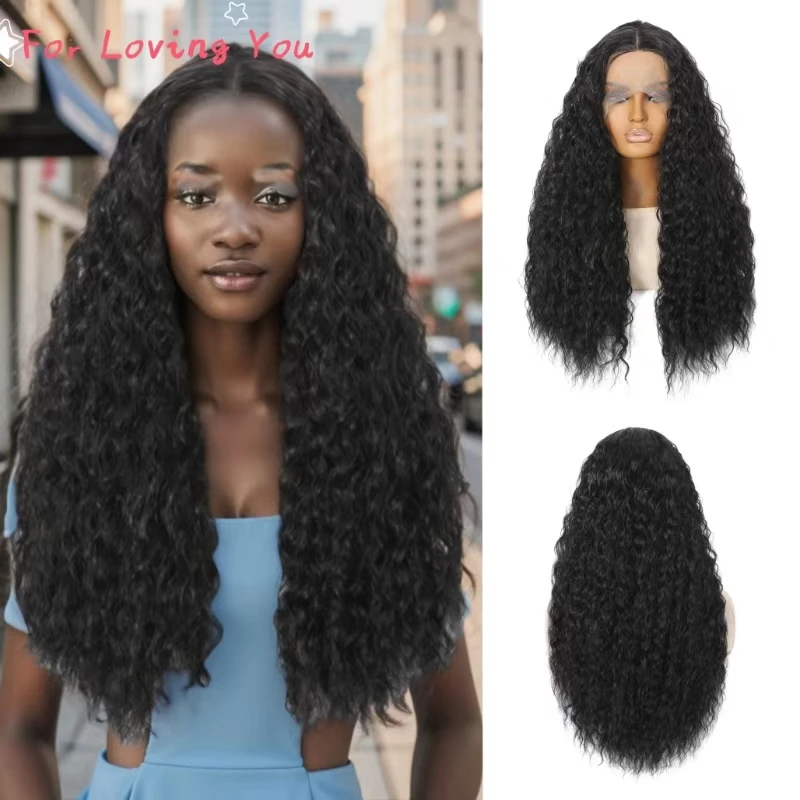 

For Loving You Synthetic Long Curly Lace Front Wig Lace Curly Wig With Baby Hair Deep Wave Lace Wig