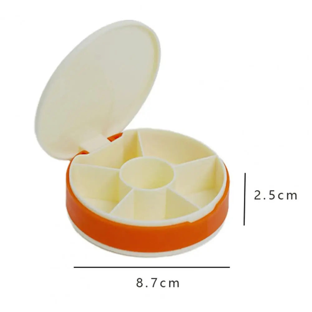 Round Portable Pill Box Tablet Dispenser Large Capacity Multiple Compartments Lightweight Pill Box Organizer with Dust-Proof Lid