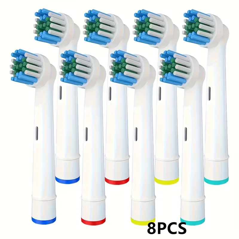 4/8/16pcs Toothbrush Heads Compatible with Oral-B Electric Toothbrush, Precision Clean, Multi-Color Identifier Rings
