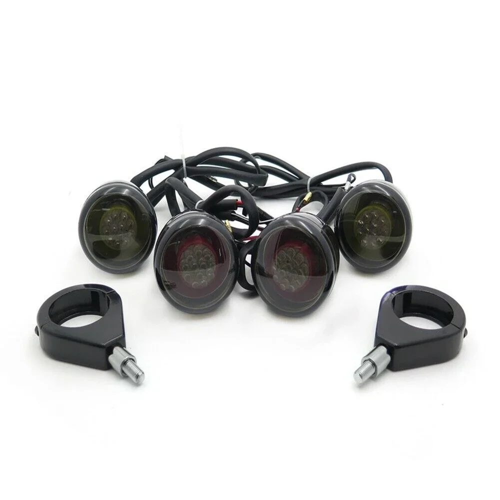 

4X Motorcycle Turn Signals Kit for Harley Davidson with 41mm legs Bullet LED Aftermarket Motorbike Parts