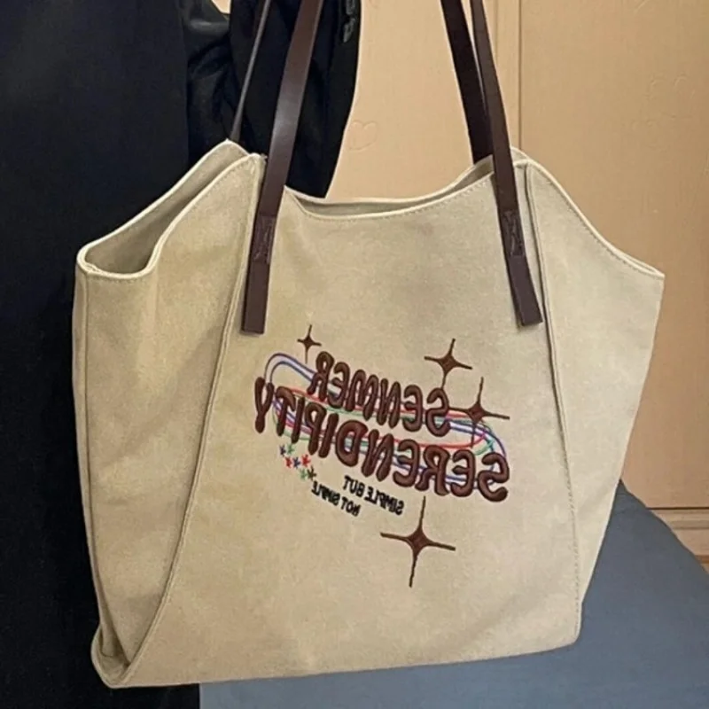 

Вместительная холщовая сумка для женщин, модная сумка через плечо для учебы и поездок на работу, сумка-тоут.