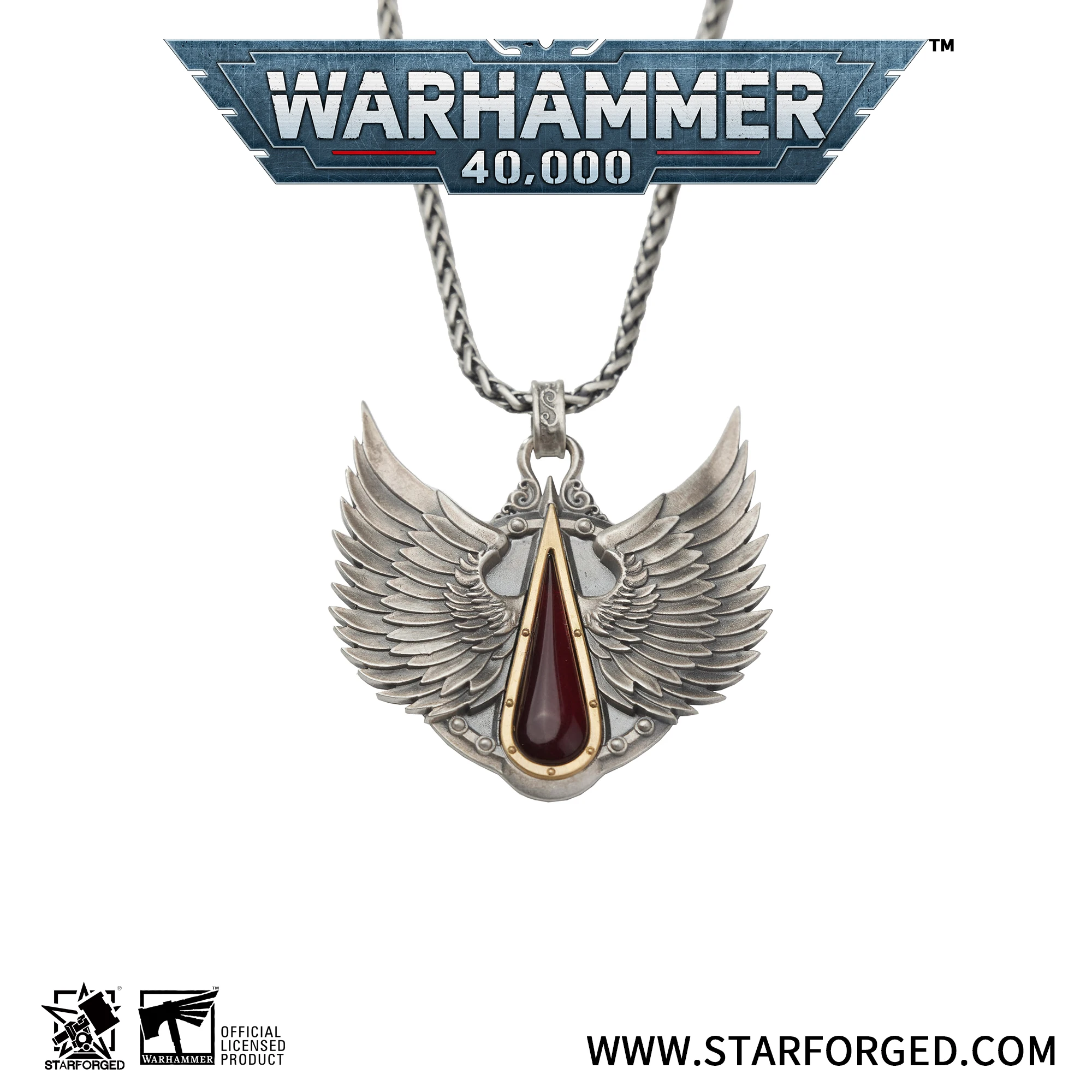 Warhammer 40K Blood Angels Wings Sanguine Pendant Necklace 925 Silver By Starforged Christmas Gift