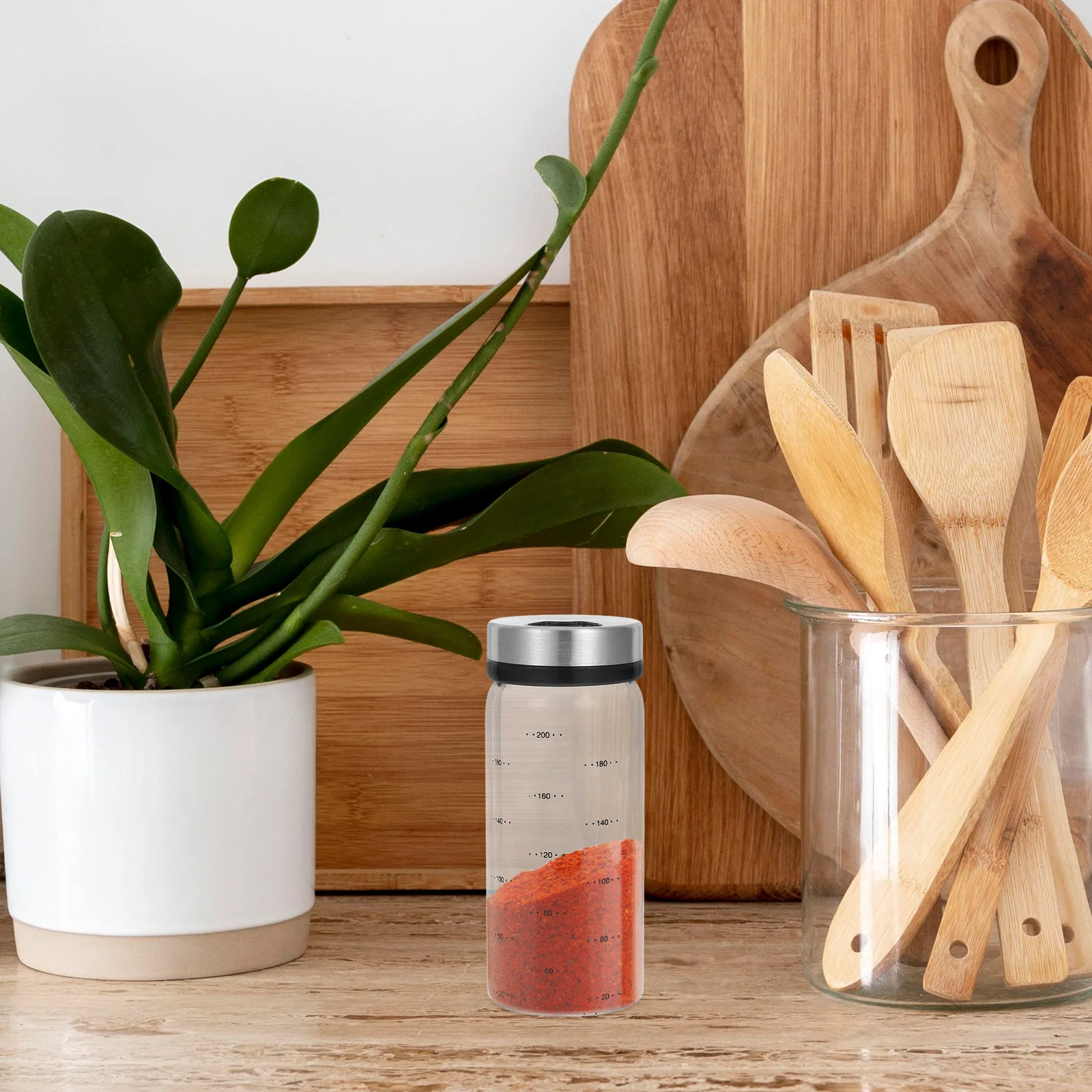 زجاجة بهار زجاجية 200 مل غطاء هزاز فلفل ملح مطبخ منزلي شواء توابل للتخييم مساحيق أعشاب متعددة الوظائف متينة