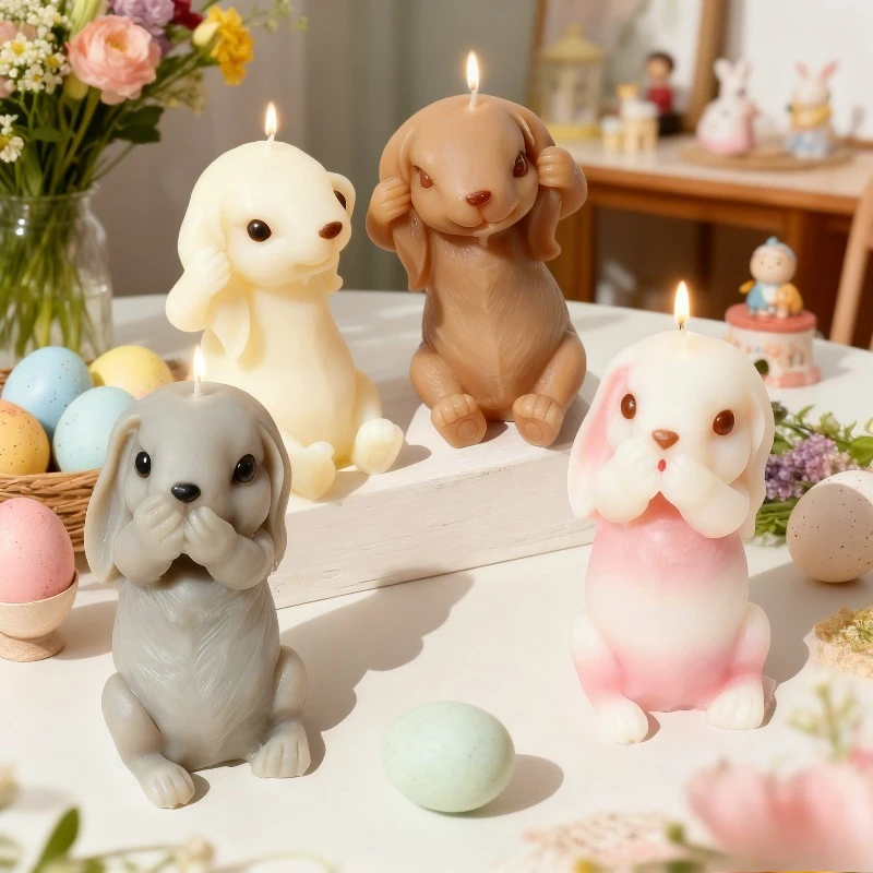 

Силиконовая форма «Не слушай, не говори» в виде кролика для изготовления пасхальных свечей, мыла, глиняных изделий