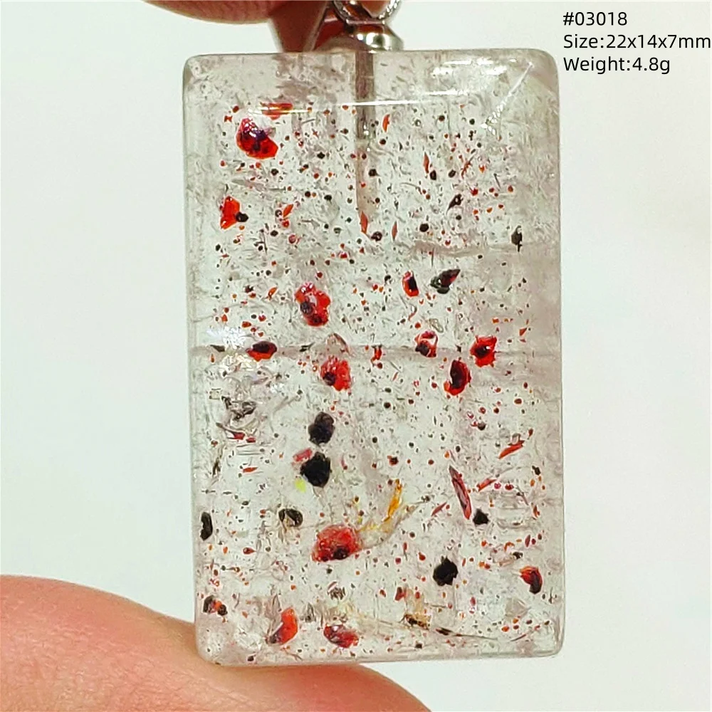

Natural Red Super Seven 7 Lepidocrocite Quartz Pendant Rectangle Rutilated Bead Necklace Gemstone Genuine AAAAA