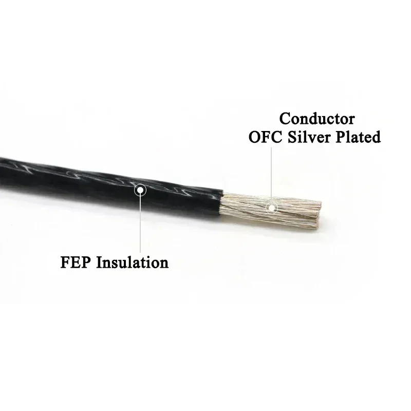 2/5/10m PTFE Electronic Wire Silver Plated FEP Insulated High Purity OFC 30AWG ~ 17AWG Audio Headphone HiFi Signal Copper Cable