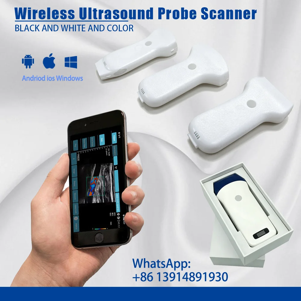 Wireless Ultrasound Probe Scanner Set, Portable WIFI Imaging Device, Multiple Models B/W & Color, Free Suitcase for All System