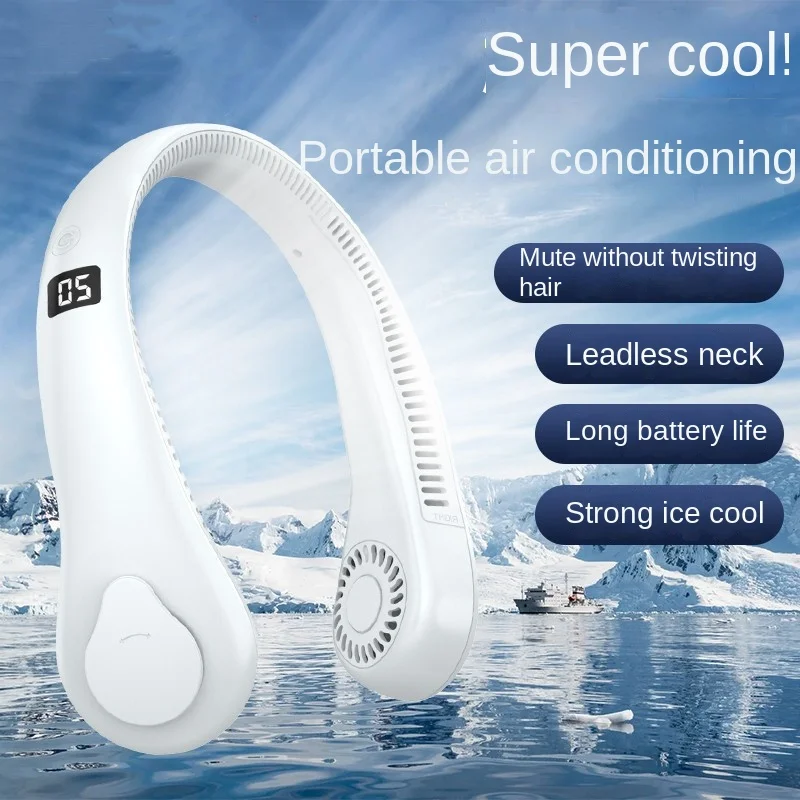 

New Mute Cooling Neck Fan Hanging Lazy Mini USB Bladeless Fan Portable air conditioner Rechargeable Air Cooler Summer Sport Fan