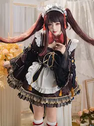 Game Animation Genshin Impact Hu Tao Maid Character Full Set Of Cosplay Halloween Clothing Suit Christmas Gift hutao Maid