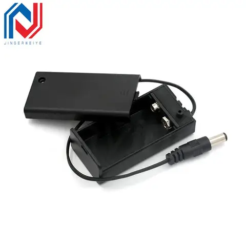 1 pièces 9 volts boîte Pack bascule d'alimentation noir 9 V support de batterie Type I/T Clips de batterie connecteur boucle avec interrupteur marche/arrêt, prise DC5.5