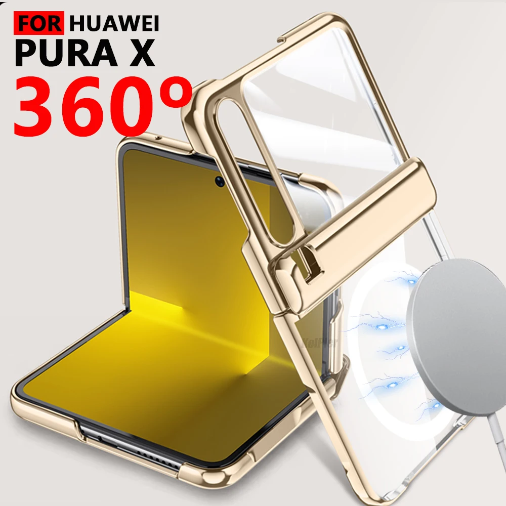 

PURAX Glass Screen Protector Magsafe Strong Magnetic Clear Plating Case For Huawei Pura X 5G Slim Protective transparent Cover