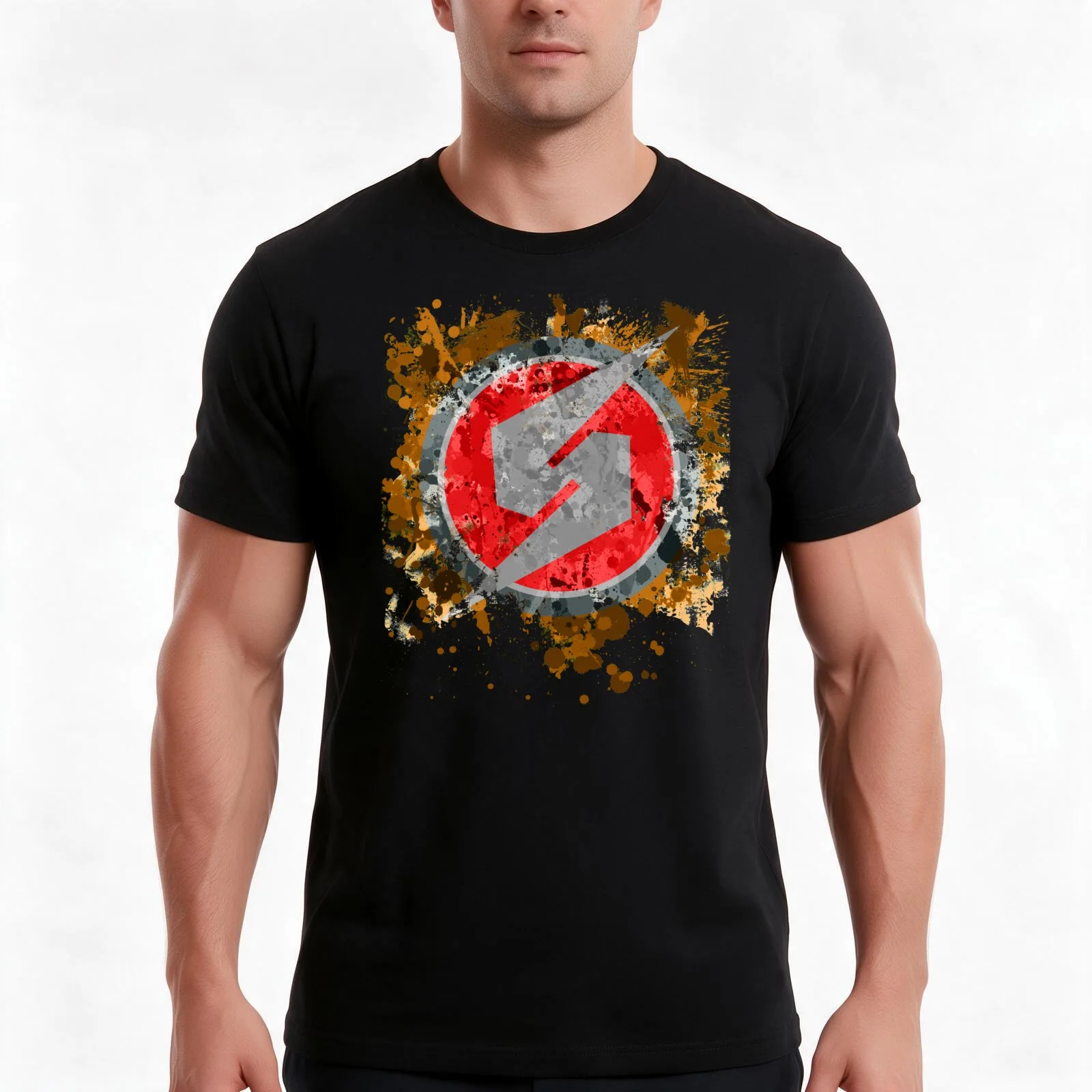 Metroid Symbol Splatter T-Shirt Summer Casual Cotton Tee Oversized Streetwear Tops Vintage Graphic Print Unisex Men Women