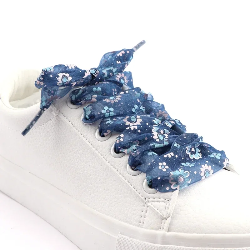 Snow Yarn Shoe Laces Printing Flat Shoelaces 2.5CM Width Ultra-thin Transparent Sports Shoelace Women Shoestrings 80/100/120CM