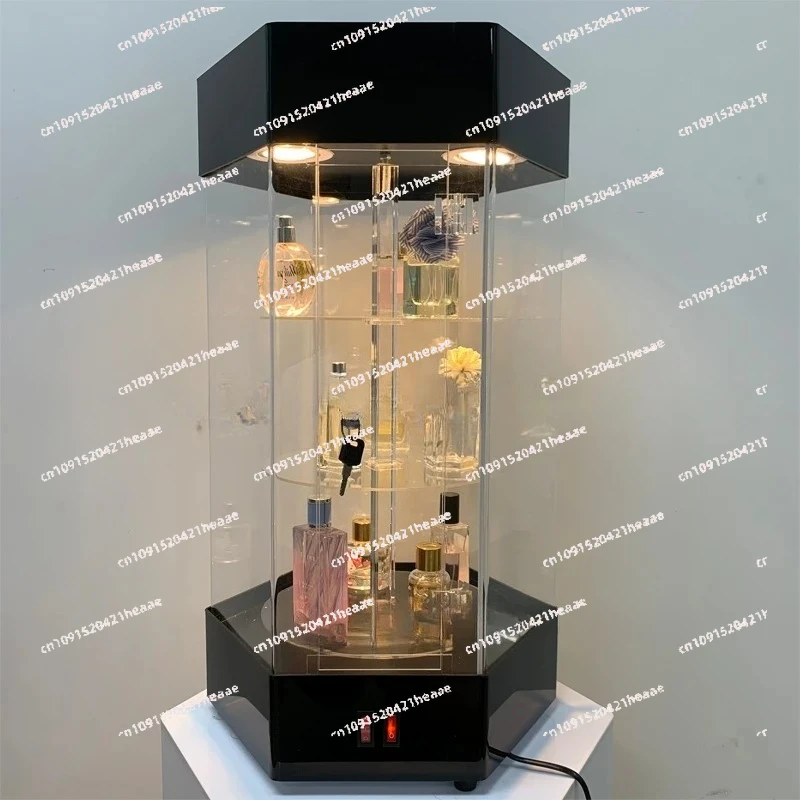 

For Cosmetic Rotating Display Cabinet Hand-Made Products Jewelry Display Cabinet Ornament Glass Jewelry Perfume