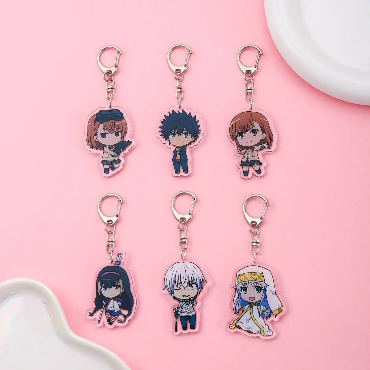 Anime Toaru Majutsu no Index Acrylic keychain accessaries Cartoon Bag Pendant Gift cute bag charm Keyring Friends Fans Gifts