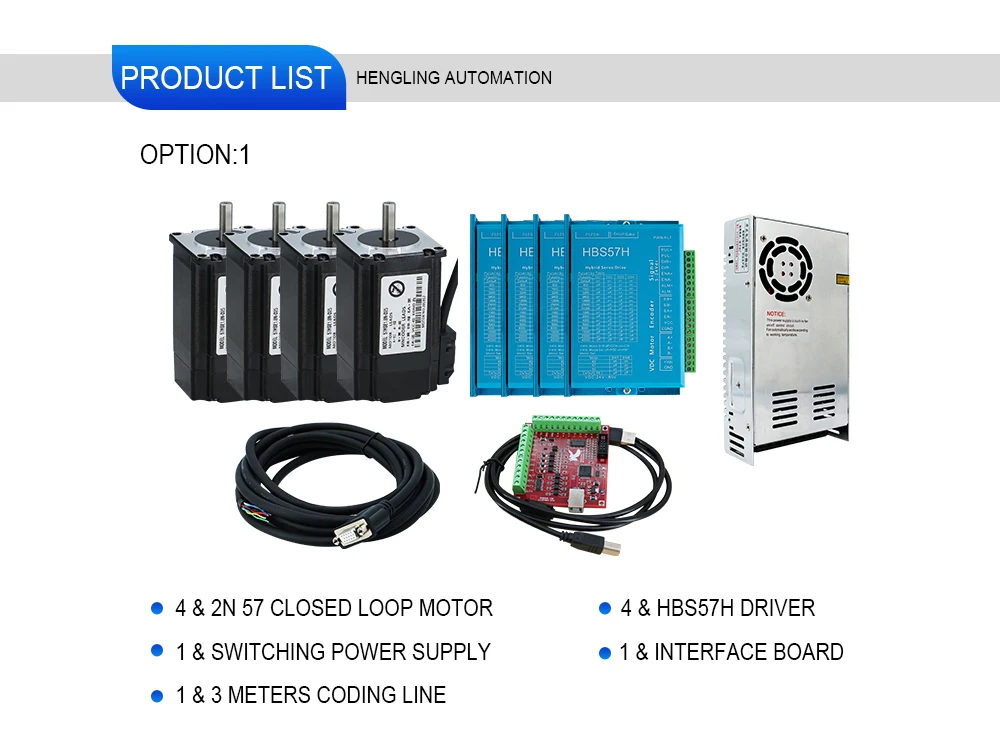 HLTNC Cnc Router 4 Axis Interface Board voor Dm542 Driver 57HS112 3nm Hybride Stappenmotor 350 w Voeding