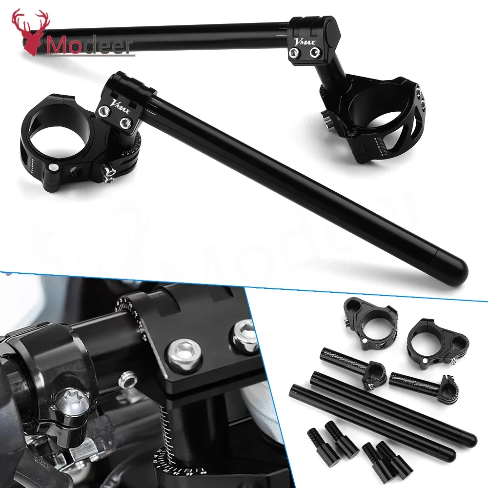 

For YAMAHA VMAX V-MAX Motorcycle Accessories 50MM CNC Aluminum Racing Adjustable Clip On Fork Tube Handle Bar 2009 -2016