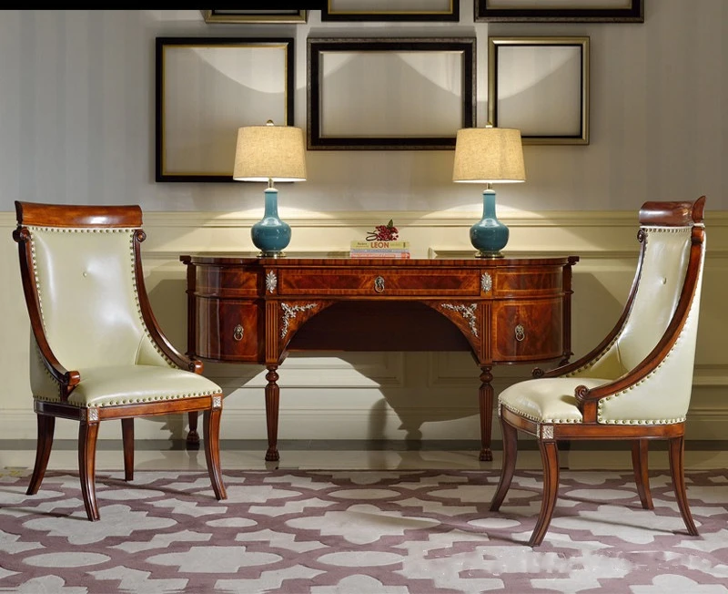 Furniture American light luxury neoclassical mahogany dining chair British European villa dining chair