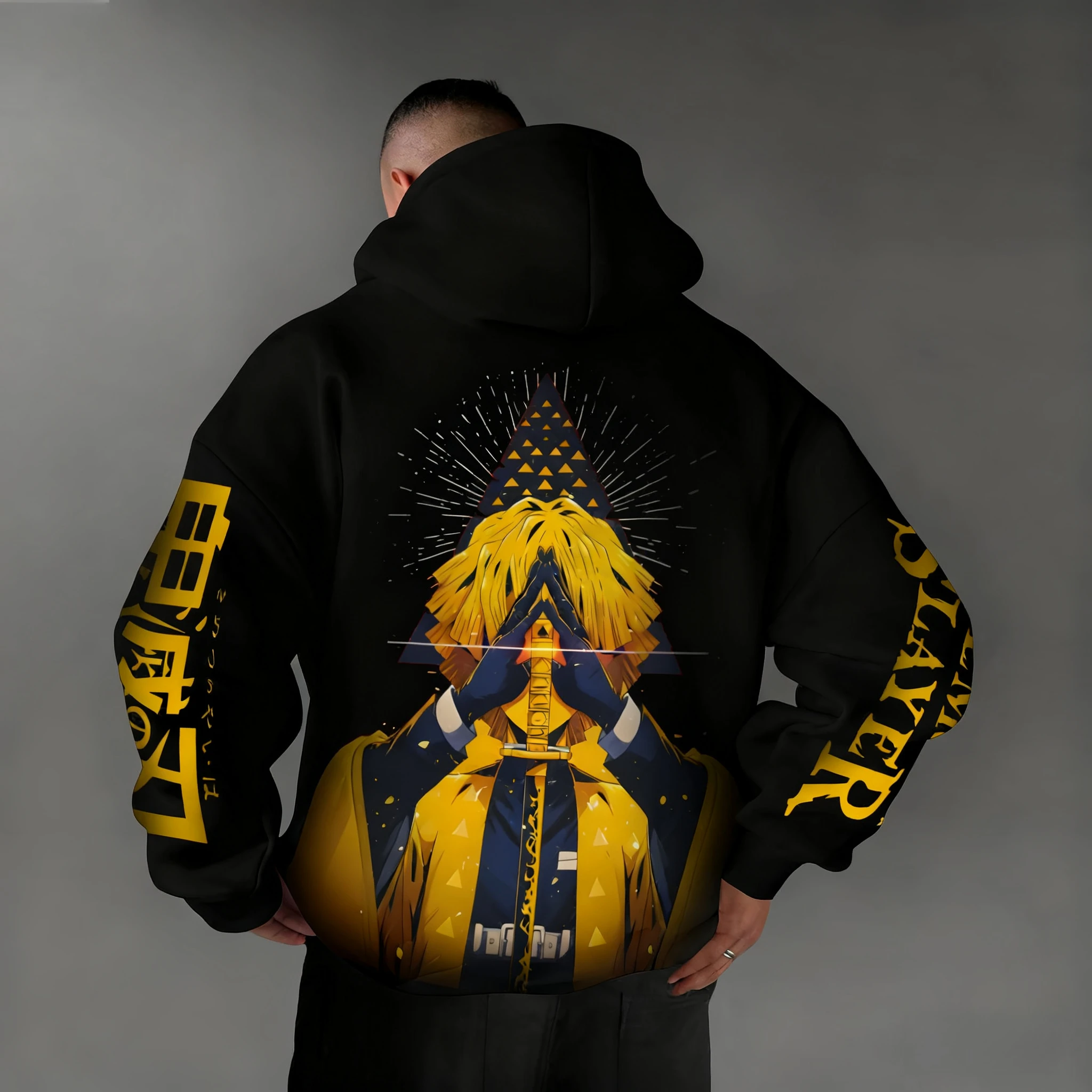 

Толстовка с рисунком аниме «Убийца демонов», осень/зима 2022, новинка Agatsuma Zenitsu, повседневный свободный свитер с принтом для родителей и детей в стиле хип-хоп, топ