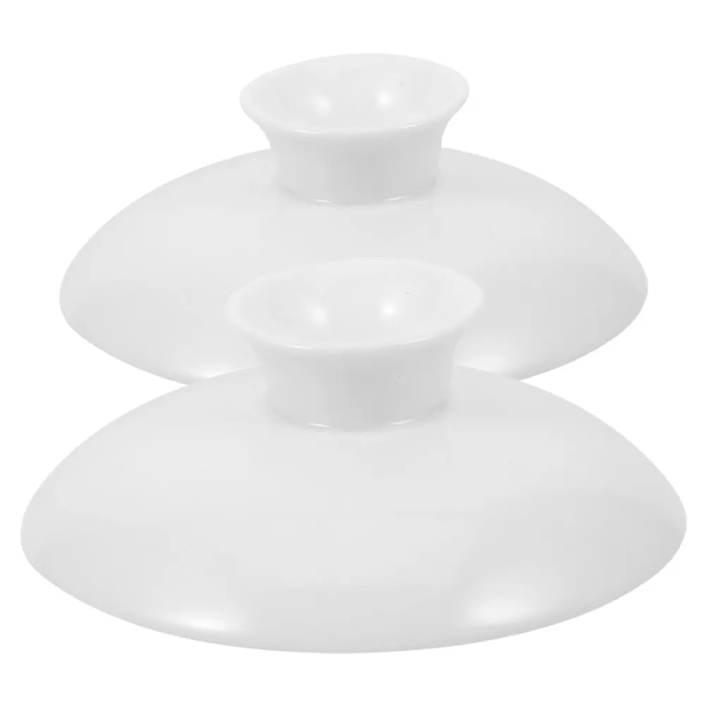 2Pcs Replacement Ceramic Tea Cup Lid Smooth Edge Easy Clean Teapot Accessory for Home Office Camping Tea Ware Lid Cover