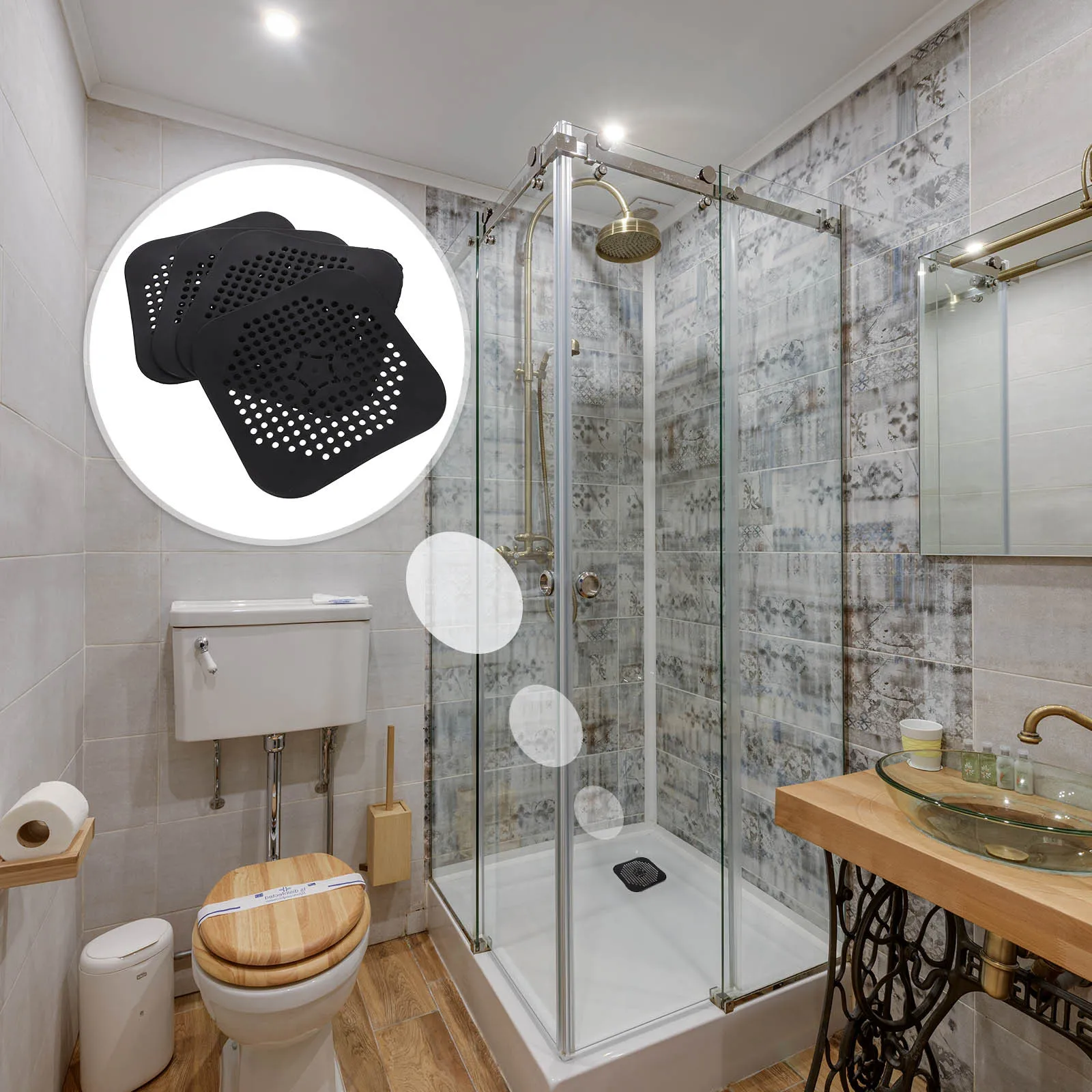 4 шт., сливная крышка для кухонной раковины, квадратный силиконовый фильтр, не засоряющийся, гладкий поток воды, легко чистится, прочный для ванной комнаты