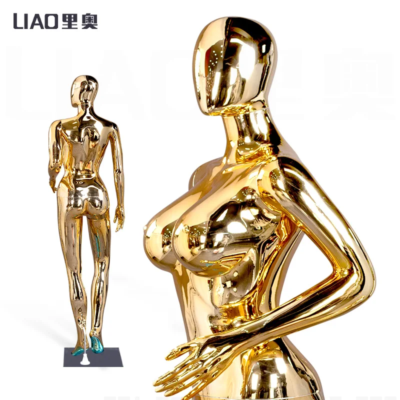 

Golden chromed plus size Big Bust Ass complete mannequins lady women's sartorial mannequin silver Windows display