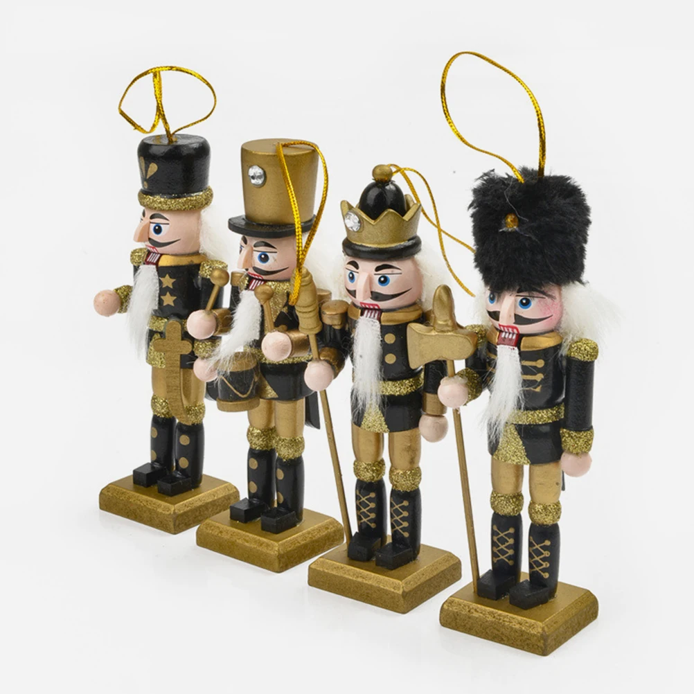 

4Pcs Wooden Christmas Nutcracker Pendant Hanging Xmas Nutcracker Decor Holiday Decoration for Xmas Tree Hanging Wood Nutcrackers