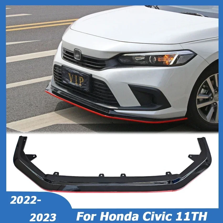 

For Honda Civic 2022 2023 11th Gen Front Bumper Lip Spoiler Side Splitter Deflector Guards Body Kit Cover Car Accessories