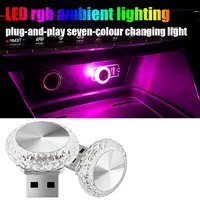 1x RGB Car USB Ambient Light Mini LED Decorative Atmosphere Lamps For Auto Interior Environment Light Computer Light Plug Play 2