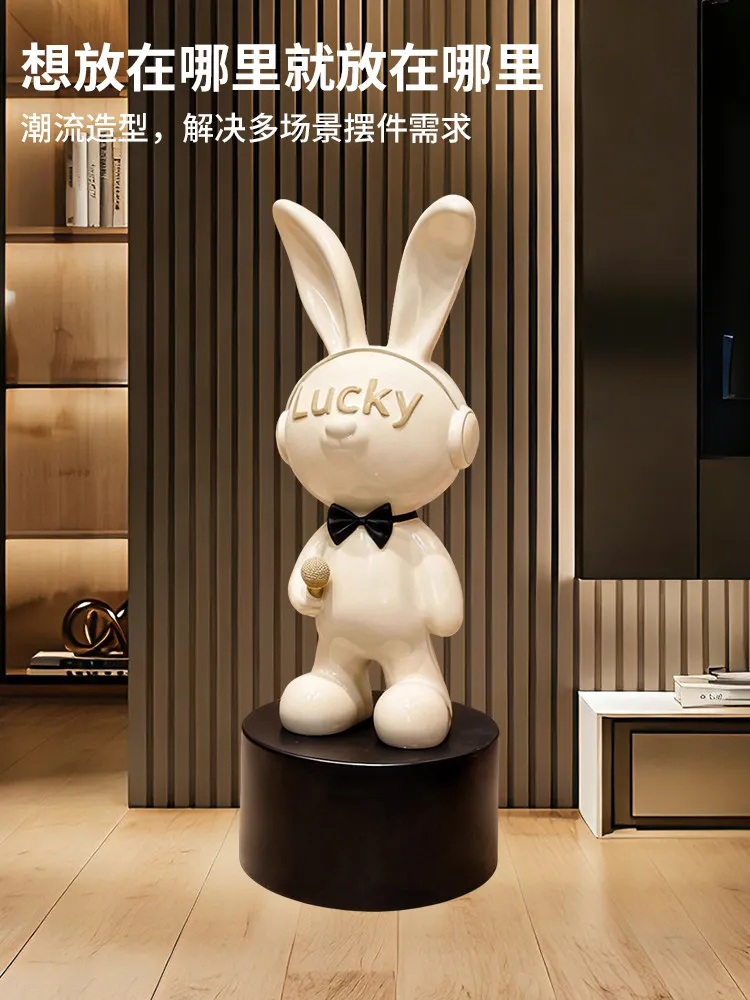 Modern Light Luxury Large Rabbit Piggy Bank Floor Ornament Soft Furnishing for Living Room TV Cabinet living room decoration