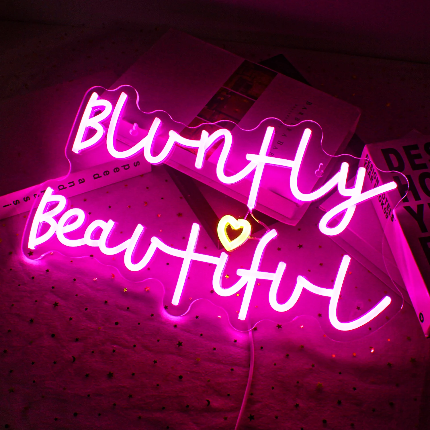 Bluntly Beautiful Neon Sign Pink Led Signs for Bedroom Wall Decor Neon Lights Signs for Girl Room Bedroom Home Party Decor Gifts