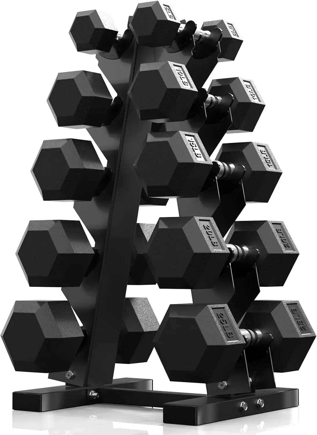 

Dumbbell Set with Rack Rubber Coated Cast Iron Weights Non Slip Handles Space Saving Home Gym Set for Strength Training Floor Pr