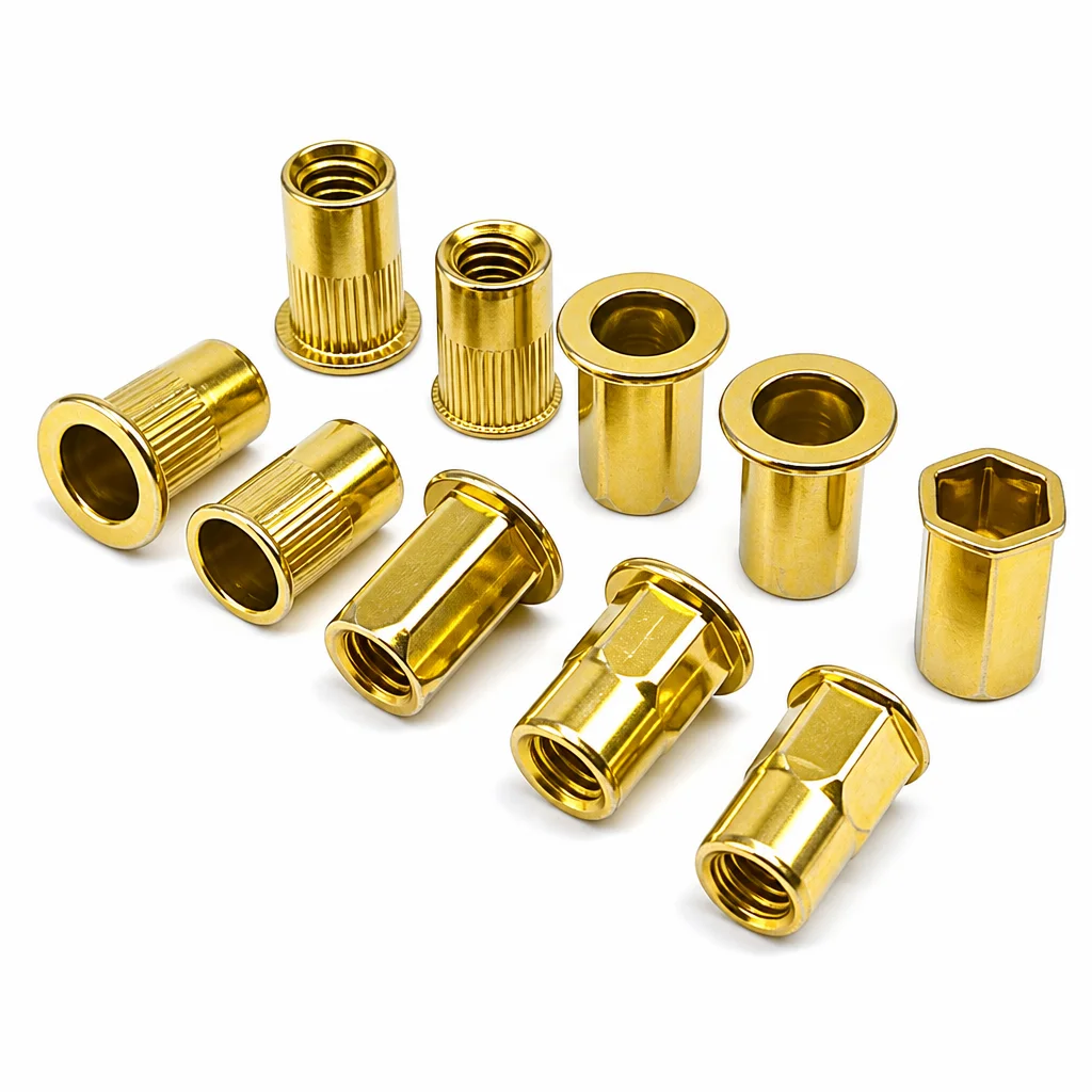 XLGYLPRO M3-M12 Carbon Steel Rivet Nut Yellow Zinc Plated Flat Countersunk Hex Threaded Insert Nuts